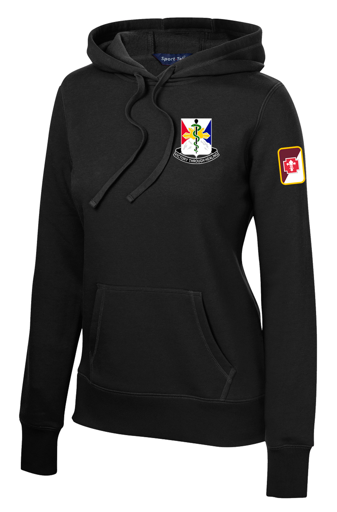 29th Hospital Center Ladies Poly/Cotton Blend Hoodie with a two sleeve print