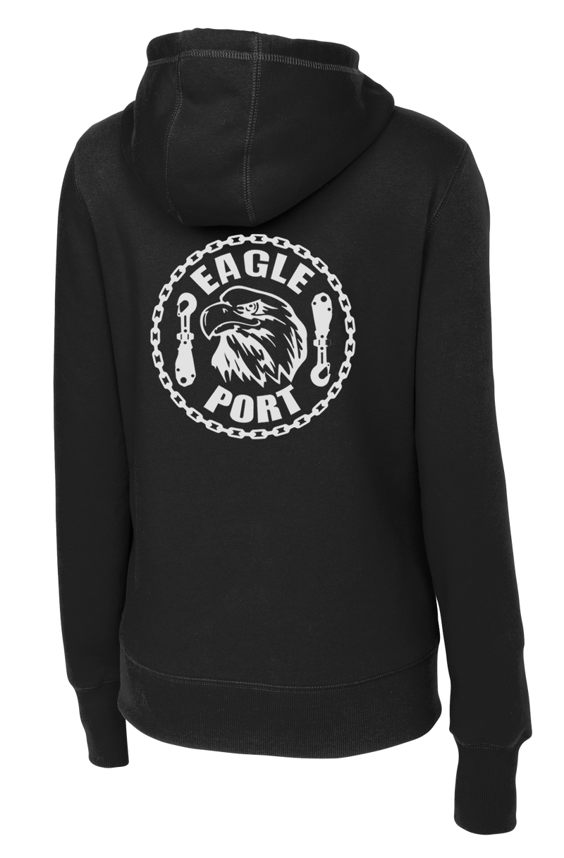 62D Aerial Port Squadron Ladies Poly/Cotton Blend Hoodie Port Eagle with Chain Link