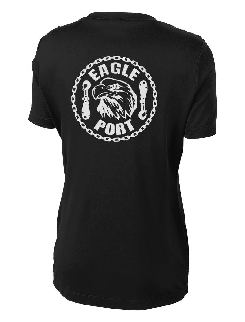 62D Aerial Port Squadron Ladies Competitor Tee Eagle Port with Chain Link