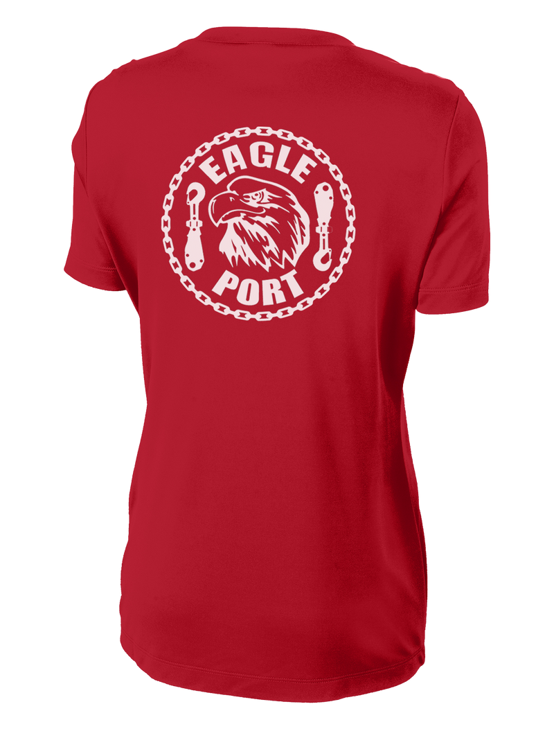 62D Aerial Port Squadron Ladies Competitor Tee Eagle Port with Chain Link