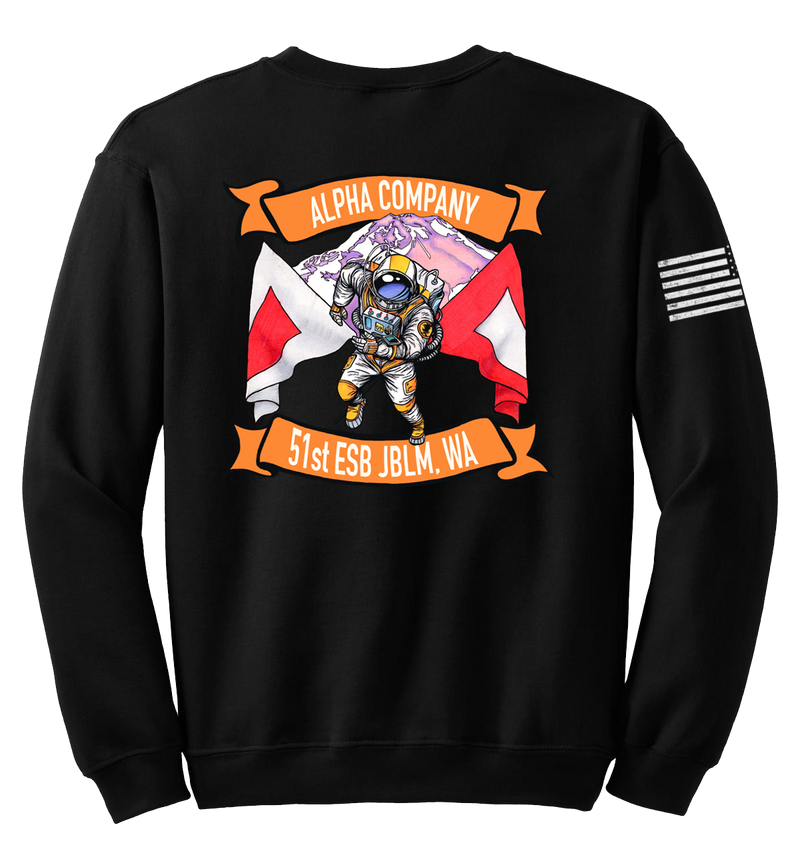 A Co 51st ESB Blend Crewneck Sweatshirt with Right Sleeve Flag