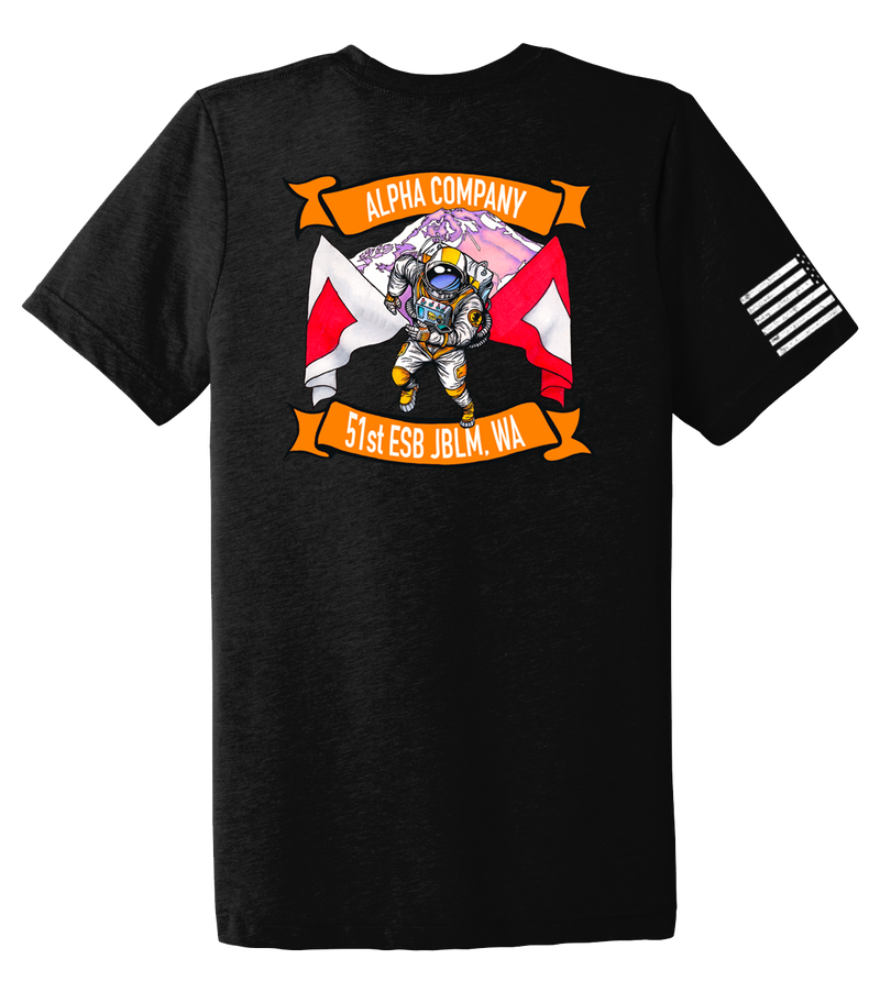 A Co 51st ESB Unisex Triblend Short Sleeve Tee with Right Sleeve Flag