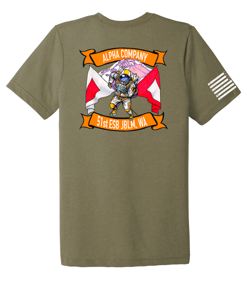 A Co 51st ESB Unisex Triblend Short Sleeve Tee with Right Sleeve Flag