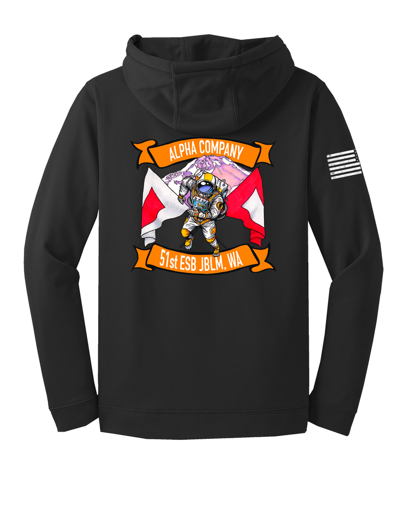 A Co 51st ESB Fleece Hooded Pullover with Right Sleeve Flag