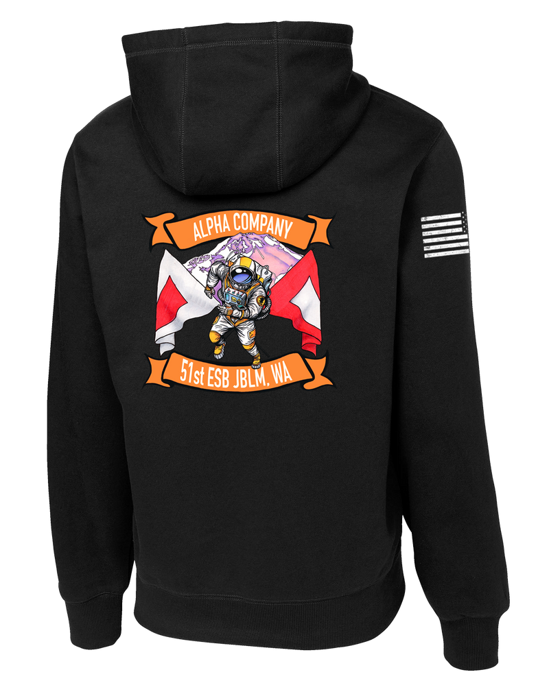 A Co 51st ESB Poly/Cotton Blend Hoodie with Right Sleeve Flag