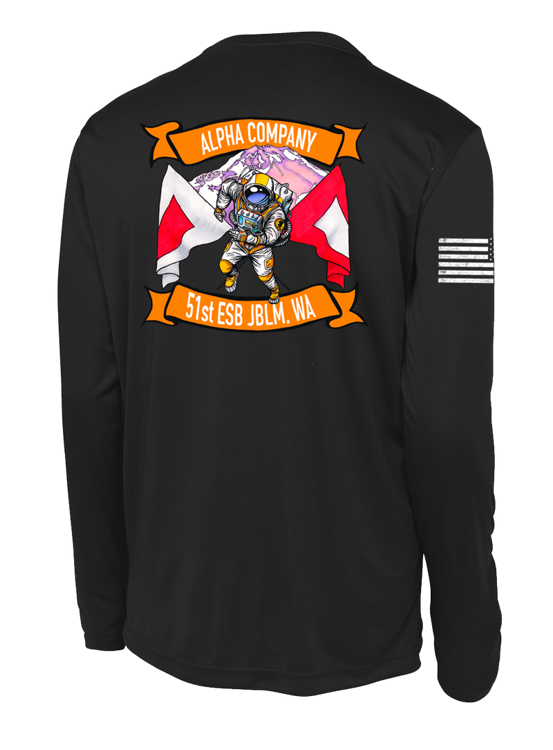 A Co 51st ESB Long Sleeve Competitor Tee with Right Sleeve Flag