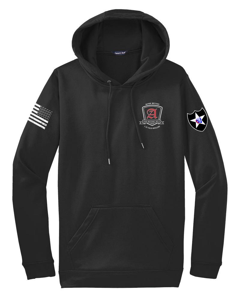 A Battery 1-37 FA Fleece Hooded Pullover with Two Sleeve Print