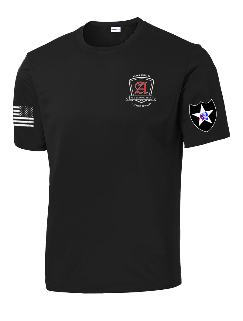 A Battery 1-37 FA Competitor Tee with Two Sleeve Print