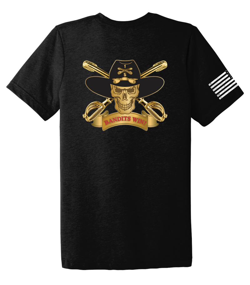 Bandit Troop 5-1 CAV Unisex Triblend Short Sleeve Tee with Flag with Effects on Right Sleeve