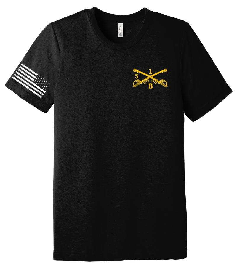 Bandit Troop 5-1 CAV Unisex Triblend Short Sleeve Tee with Flag with Effects on Right Sleeve