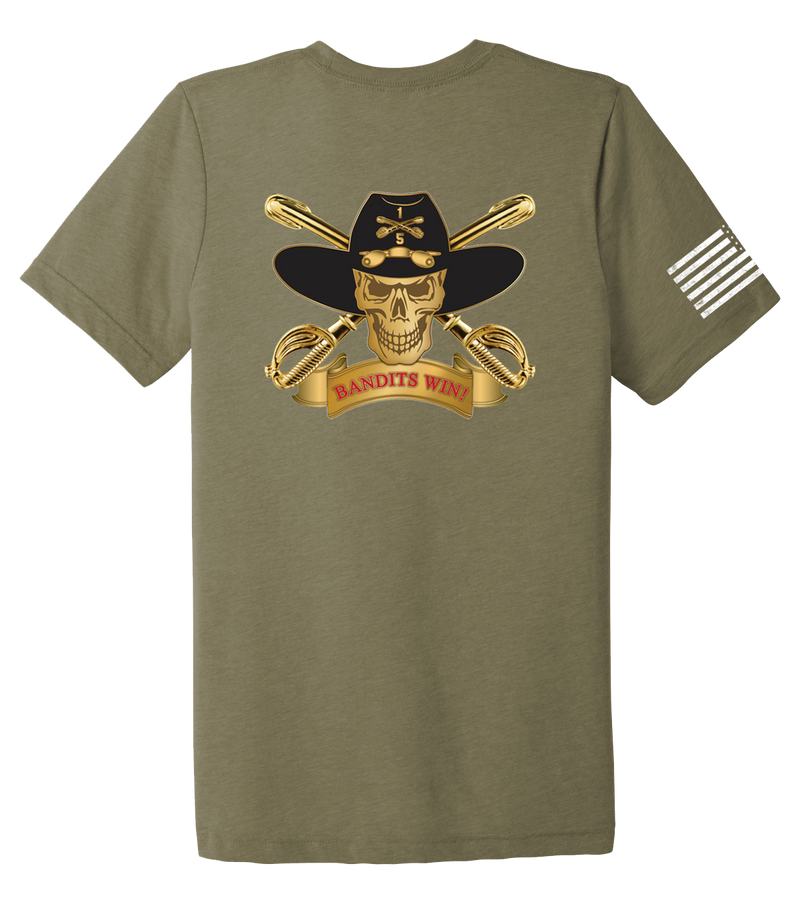 Bandit Troop 5-1 CAV Unisex Triblend Short Sleeve Tee with Flag with Effects on Right Sleeve