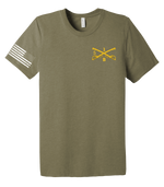 Bandit Troop 5-1 CAV Unisex Triblend Short Sleeve Tee with Flag with Effects on Right Sleeve