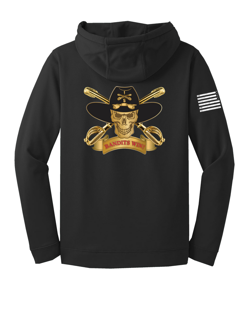 Bandit Troop 5-1 CAV Fleece Hooded Pullover with Distressed Flag on Right Sleeve