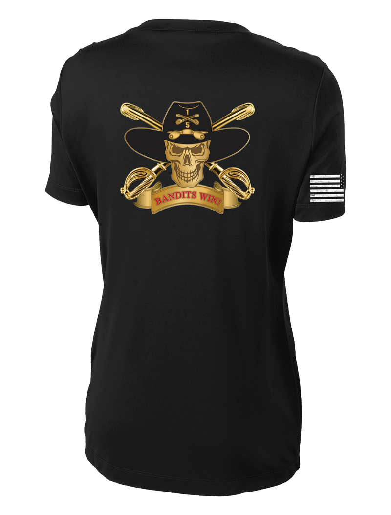 Bandit Troop 5-1 CAV Ladies Competitor Tee with Distressed Flag on the Right Sleeve