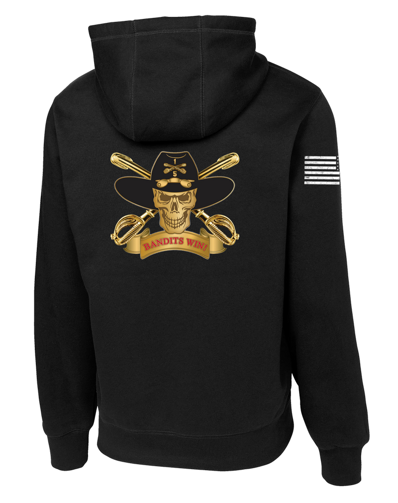 Bandit Troop 5-1 CAV Poly/Cotton Blend Hoodie with Distressed Flag on Right Sleeve