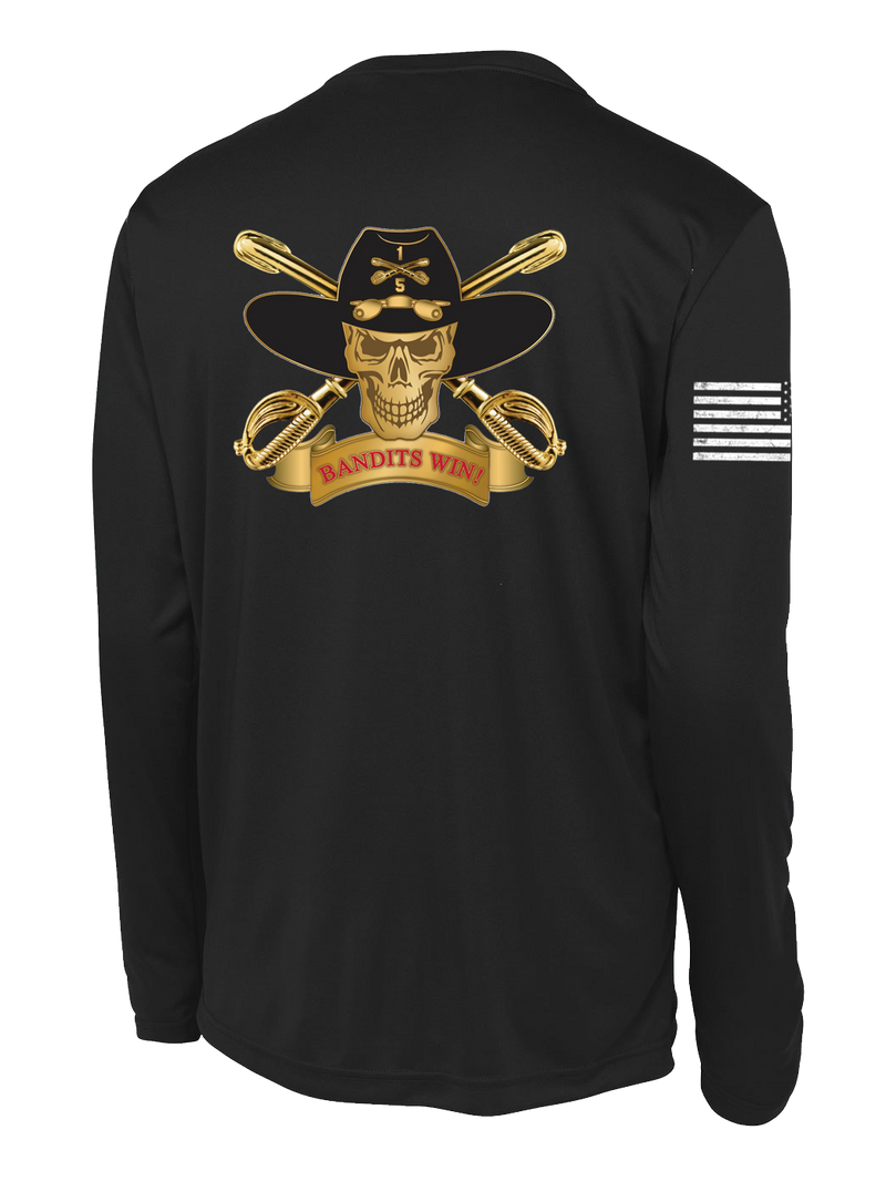 Bandit Troop 5-1 CAV Long Sleeve Competitor Tee with Distressed Flag on Right Sleeve