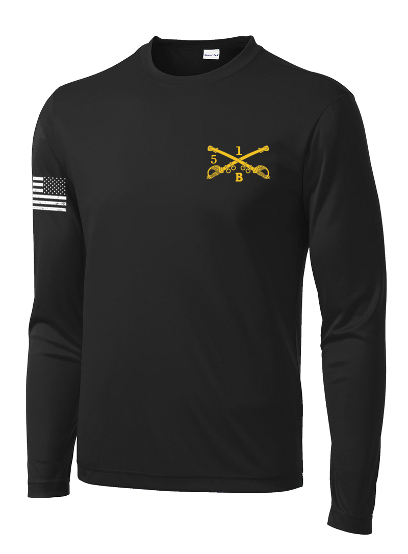 Bandit Troop 5-1 CAV Long Sleeve Competitor Tee with Distressed Flag on Right Sleeve