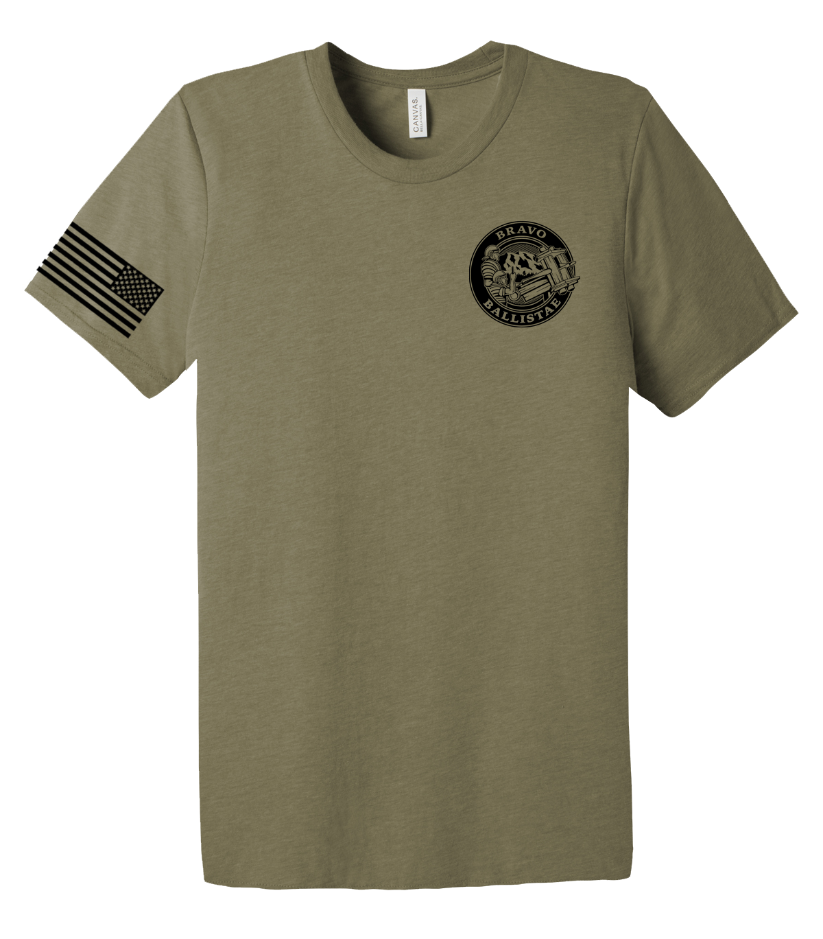 Bravo Battery 1-51 ADA Unisex Triblend Short Sleeve Tee with Right Sleeve Flag