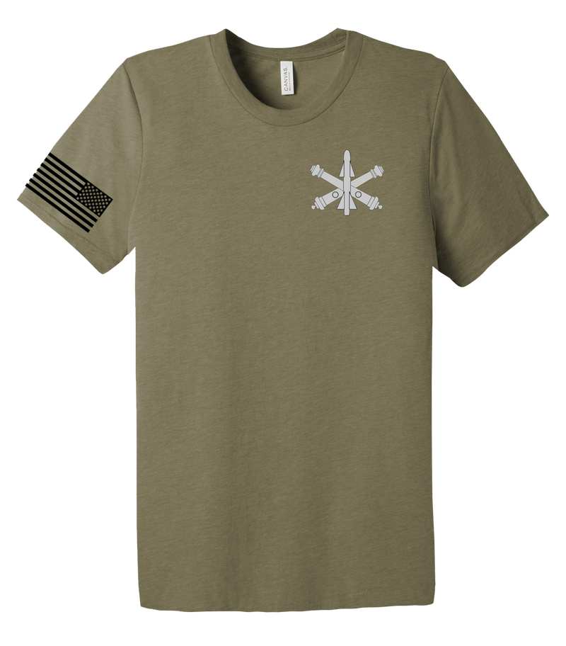 Bravo Battery 1-51 ADA Triblend Short Sleeve Tee with Back Design & Right Sleeve Flag