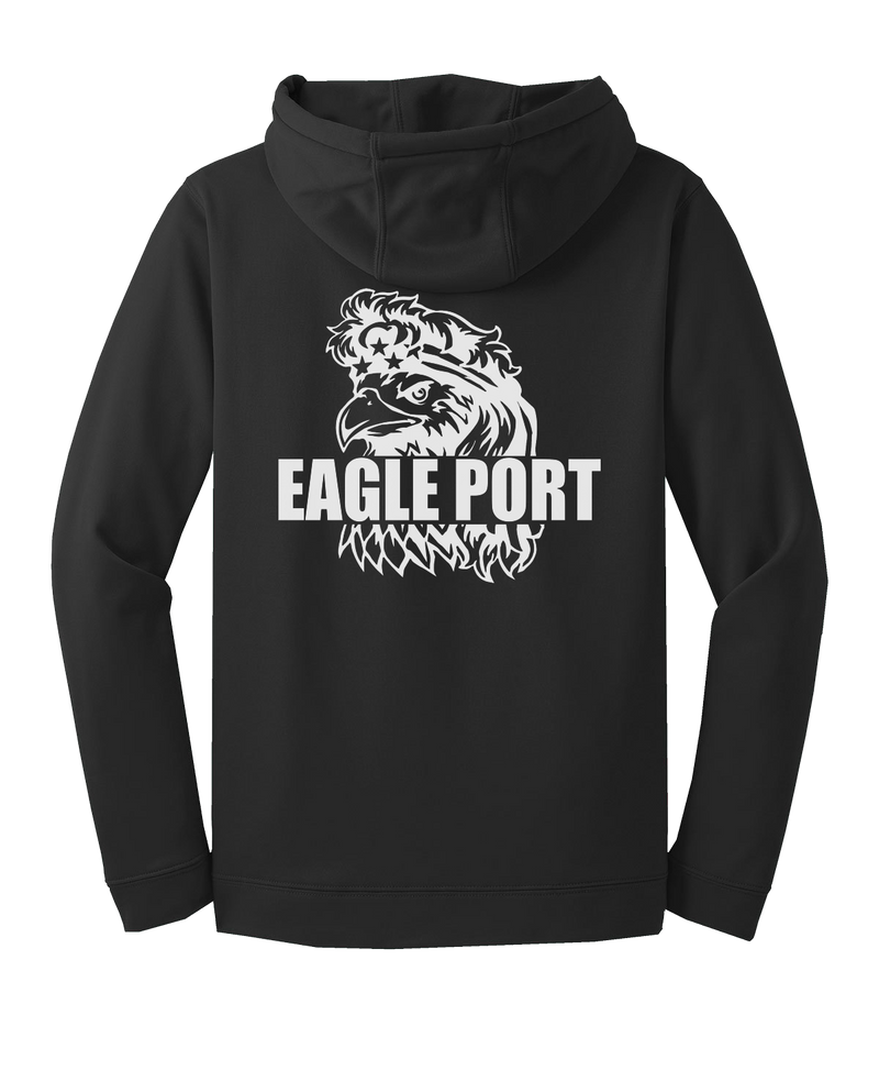 62D Aerial Port Squadron Fleece Hooded Pullover Eagle Port with Headband on Eagle