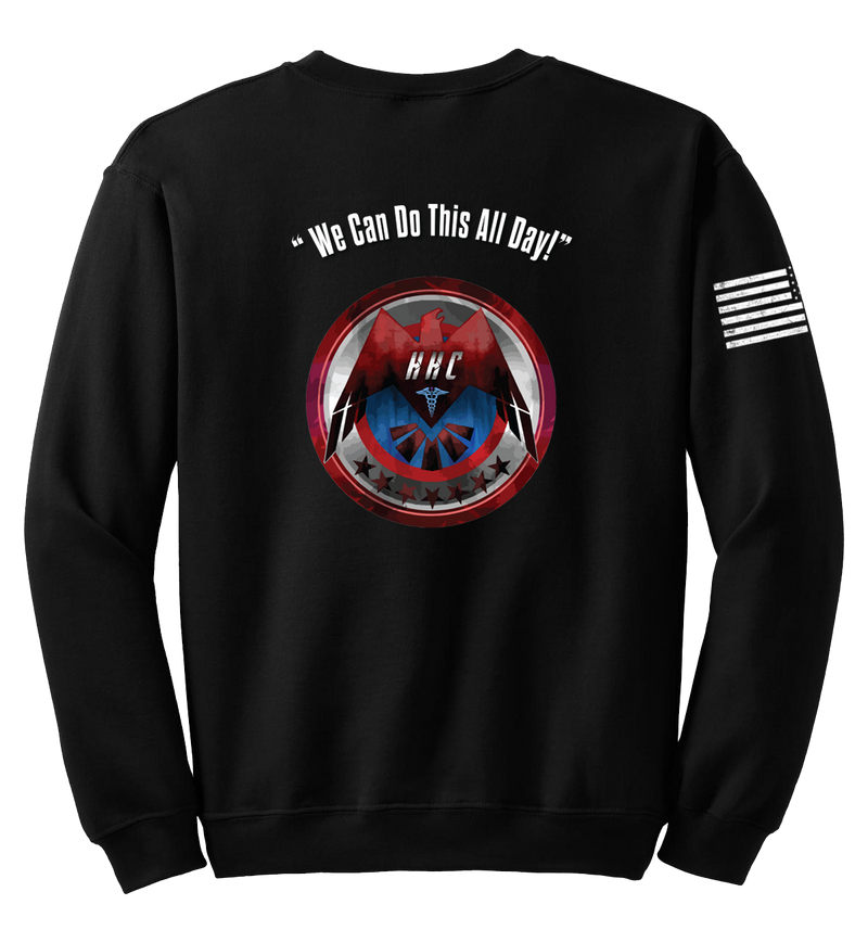 HHC 147th Field Hospital Blend Crewneck Sweatshirt with Flag with Effects on Right Sleeve