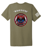 HHC 147th Field Hospital Unisex Triblend Short Sleeve Tee with Distressed Flag on Right Sleeve