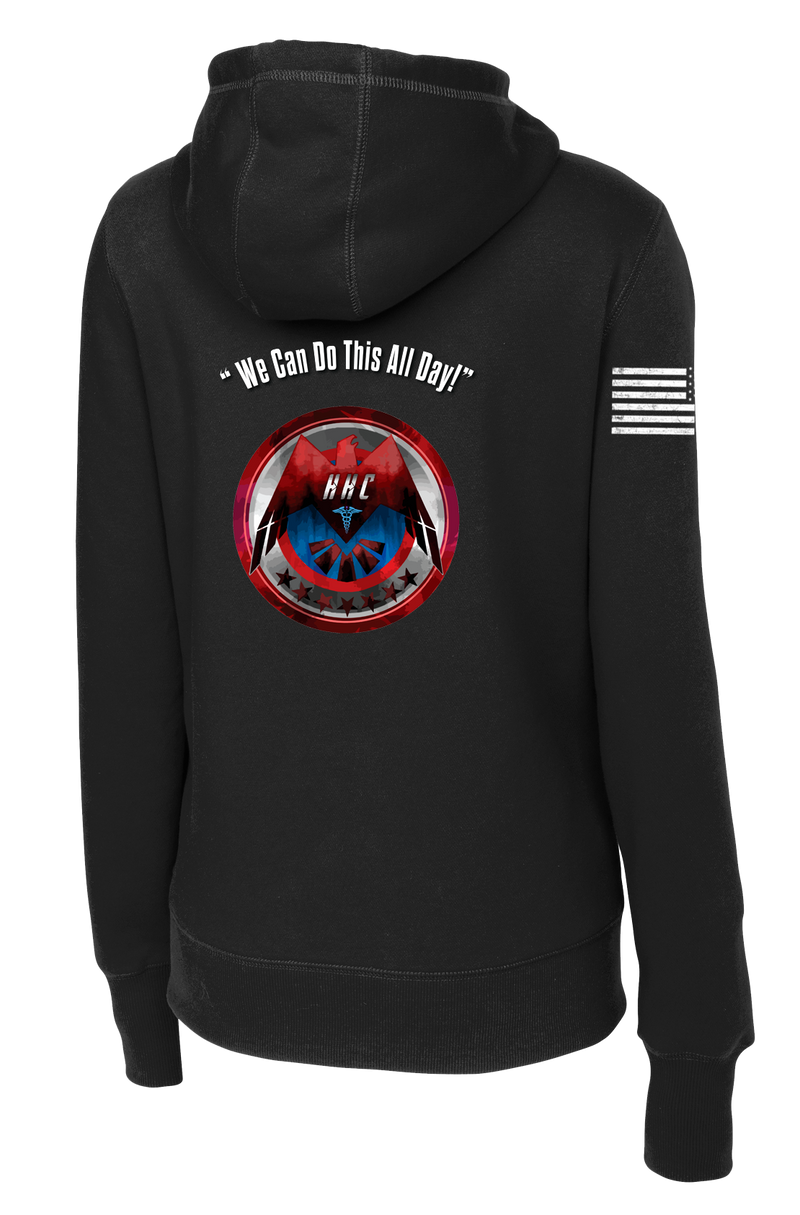 HHC 147th Field Hospital Ladies Poly/Cotton Blend Hoodie with Flag with Effects on Right Sleeve