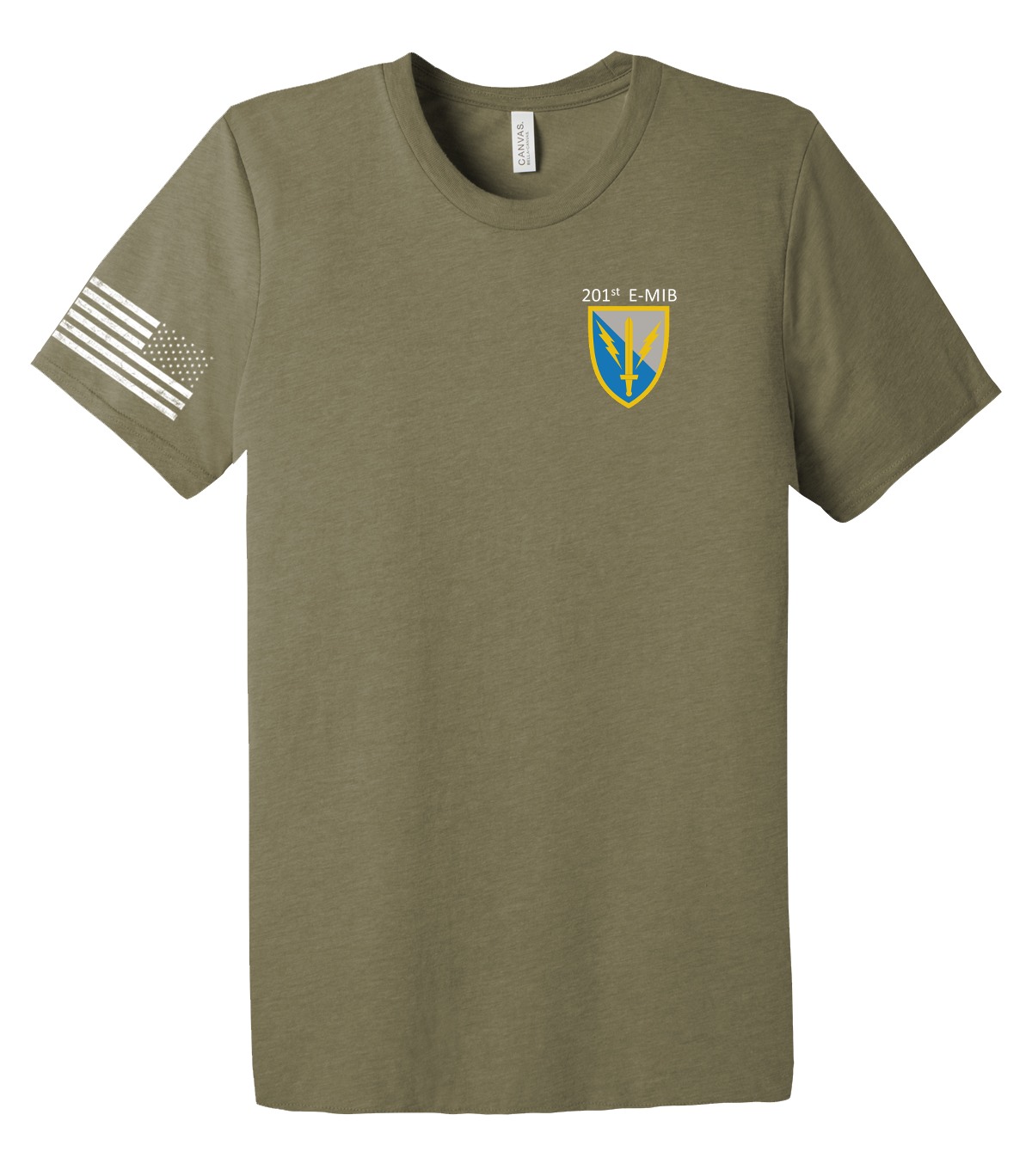 HHC 201st EMIB Unisex Triblend Short Sleeve Tee with Flag with Effects on Right Sleeve