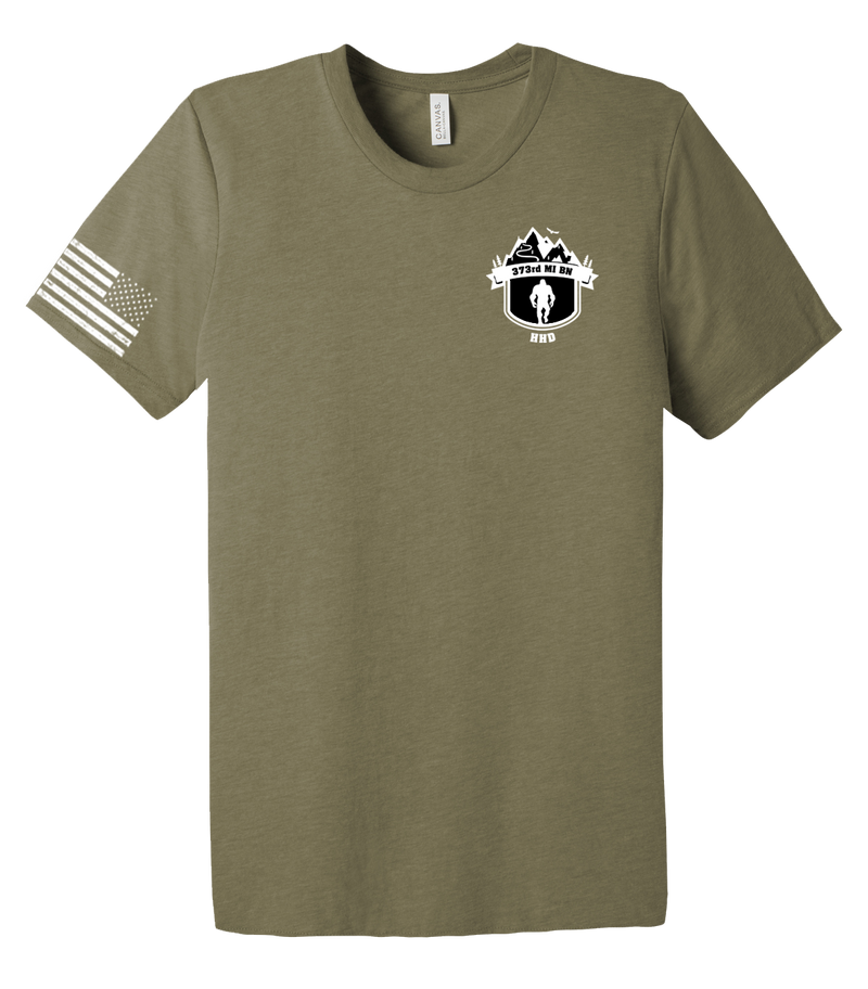 HHD 373rd MI BN Unisex Triblend Short Sleeve Tee with Right Sleeve Flag