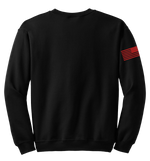 SODPAC Blend Crewneck Sweatshirt with Solid Red Flag on Right Sleeve