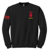 SODPAC Blend Crewneck Sweatshirt with Solid Red Flag on Right Sleeve