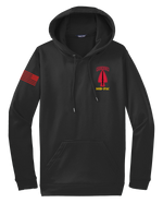 SODPAC Fleece Hooded Pullover with Solid Red Flag on Right Sleeve