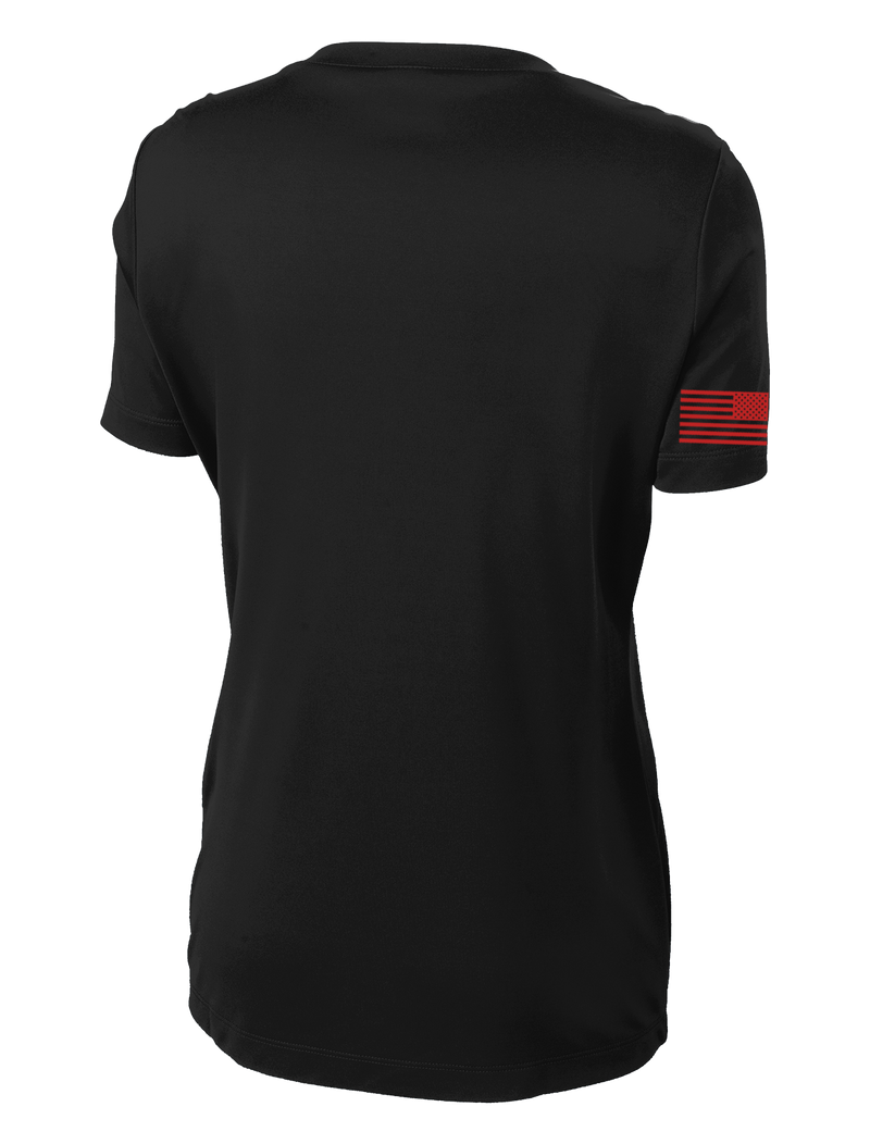 SODPAC Ladies Competitor Tee with Solid Red Flag on Right Sleeve