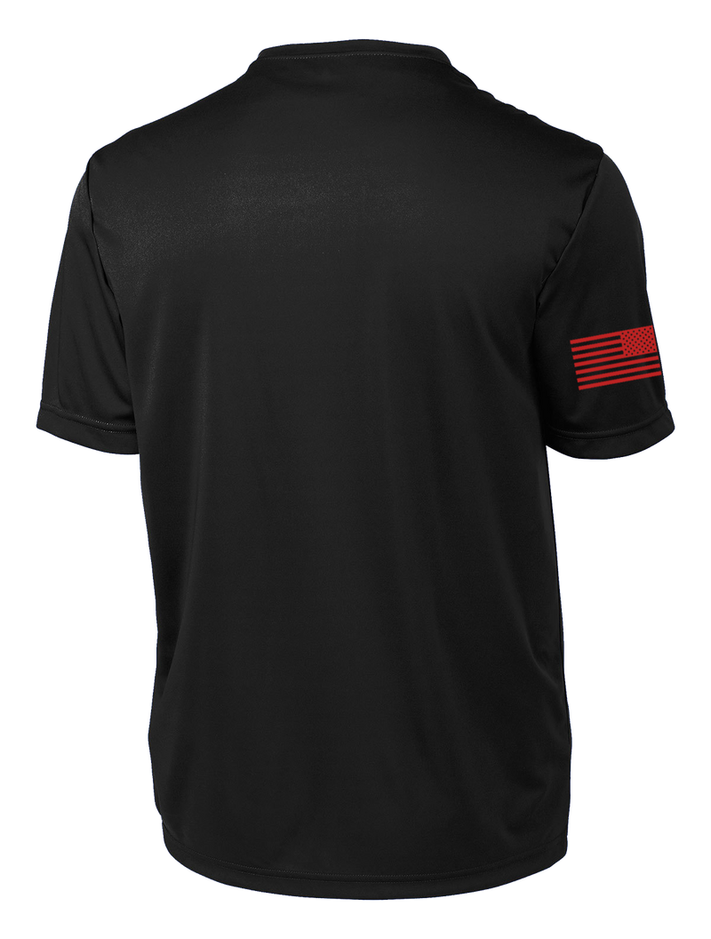 SODPAC Competitor Tee with Solid Red Flag on Right Sleeve