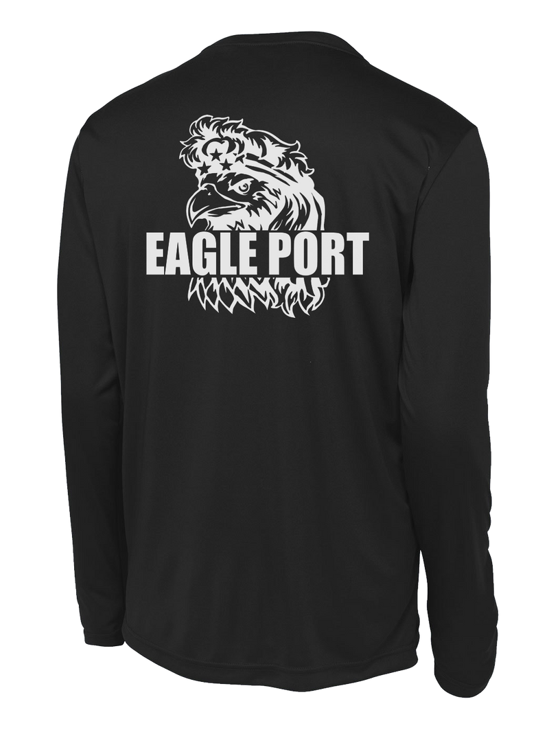 62D Aerial Port Squadron Long Sleeve Competitor Tee Eagle Port with Headband on Eagle