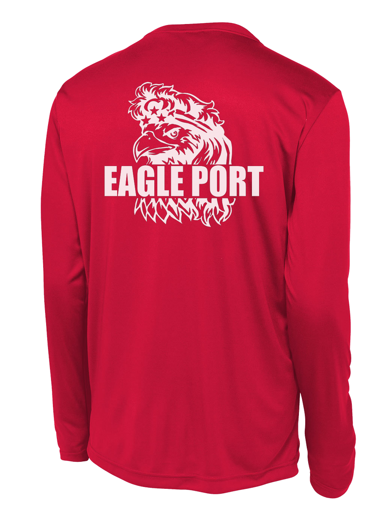 62D Aerial Port Squadron Long Sleeve Competitor Tee Eagle Port with Headband on Eagle